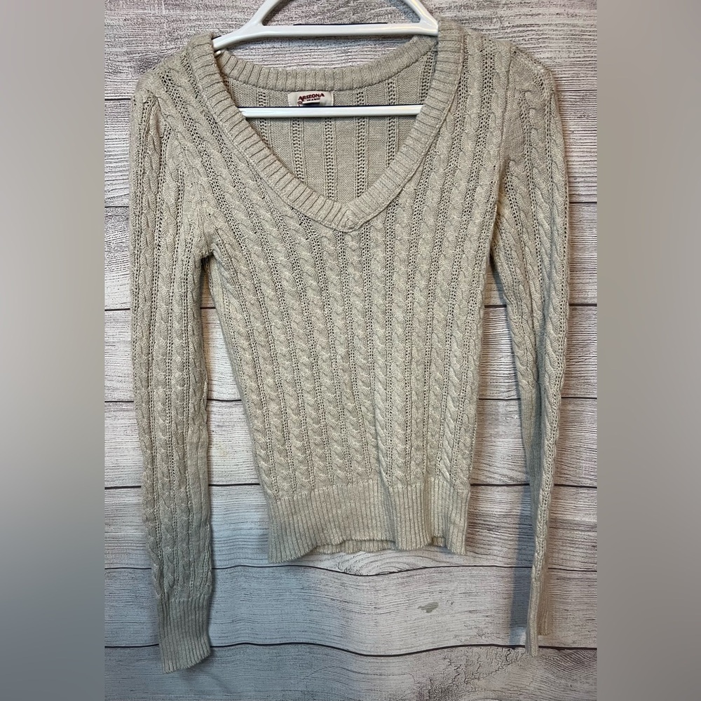 Arizona Jean Co Cable Knit V-Neck Sweater Small